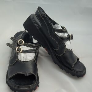 Vintage Fluevog Black Strappy Sandals Love Marina